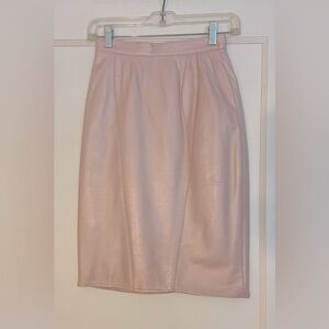 EREZ 100% Genuine Leather metallic baby pink skirt 0